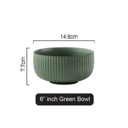 (READY STOCK)Nordic Ceramic Dish Set Household Bowl / Plate / Spoon Vertical Stripe Tableware