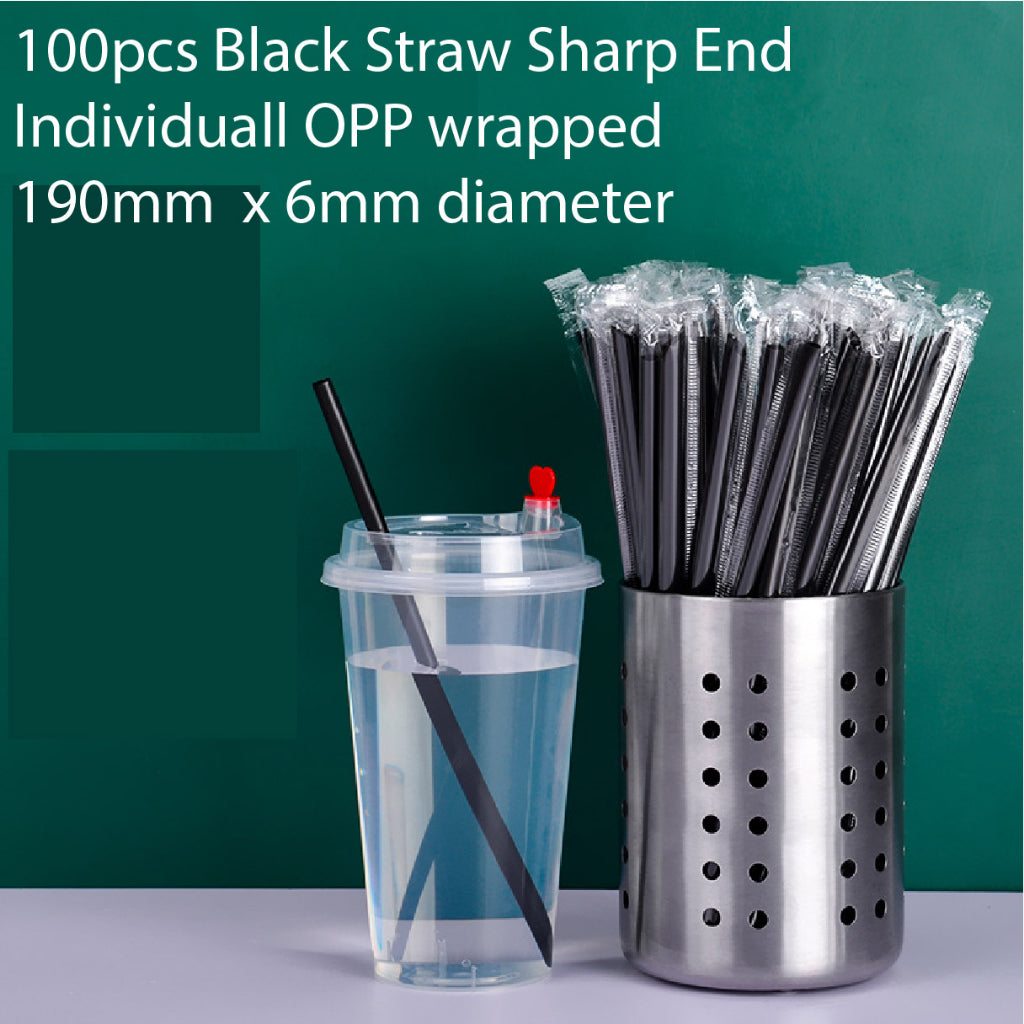 (READY STOCK)Coffee Boba Milk Tea PP Straw Café Supplies 21cm Length ±100pcs/bag 0.6cm 1.1cm(OPP Wrapped)