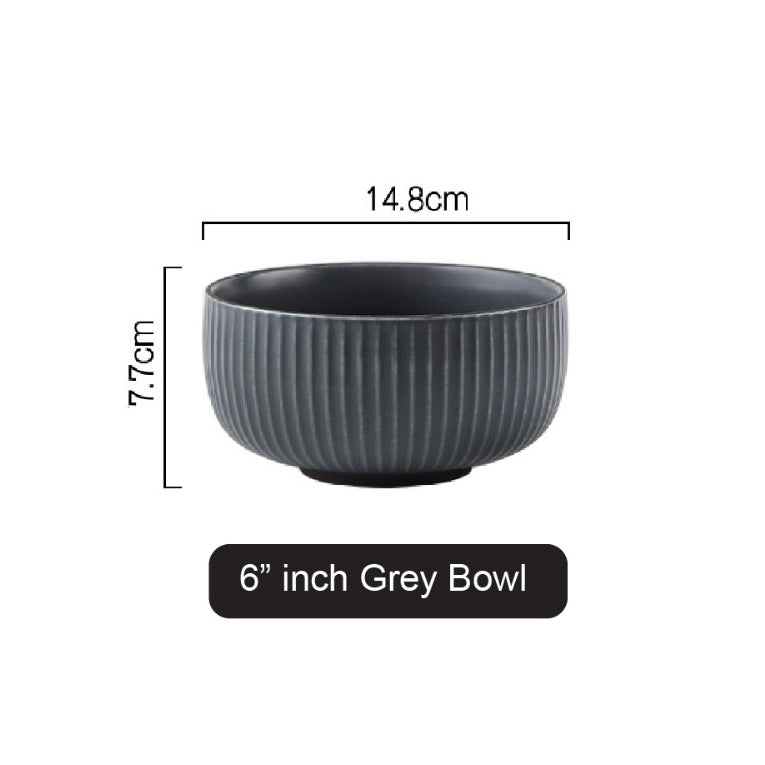 (READY STOCK)Nordic Ceramic Dish Set Household Bowl / Plate / Spoon Vertical Stripe Tableware