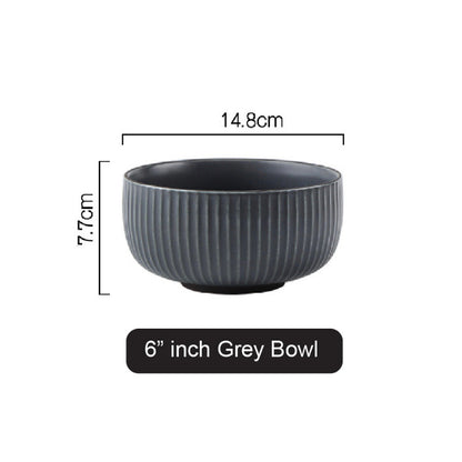 (READY STOCK)Nordic Ceramic Dish Set Household Bowl / Plate / Spoon Vertical Stripe Tableware