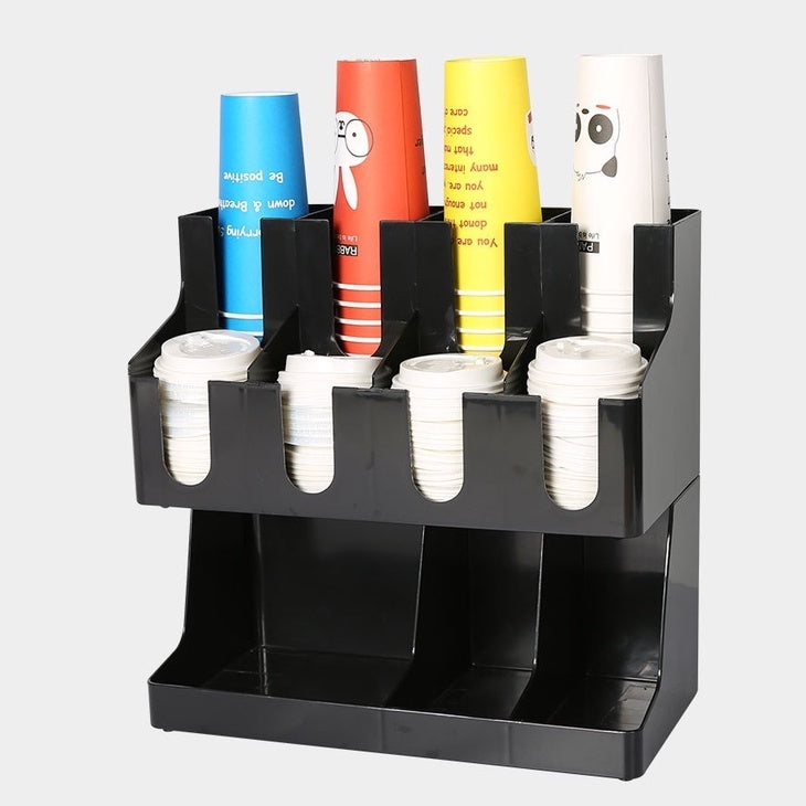 (Ready Stock)Coffee Tea Shop Paper Cup Holder Display Rack Disposable Cup Organizer Acrylic Multi Compartment