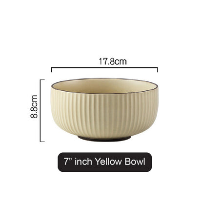 (READY STOCK)Nordic Ceramic Dish Set Household Bowl / Plate / Spoon Vertical Stripe Tableware