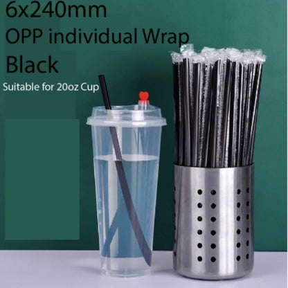 (READY STOCK)Coffee Boba Milk Tea PP Straw Café Supplies 21cm Length ±100pcs/bag 0.6cm 1.1cm(OPP Wrapped)