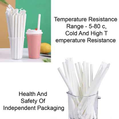 (READY STOCK)Coffee Boba Milk Tea Paper /PLA  Straw Café Supplies 19 23cm Length ±100pcs/bag 0.6cm 1.2cm(Paper Wrapped)