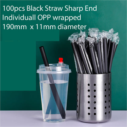 (READY STOCK)Coffee Boba Milk Tea PP Straw Café Supplies 21cm Length ±100pcs/bag 0.6cm 1.1cm(OPP Wrapped)