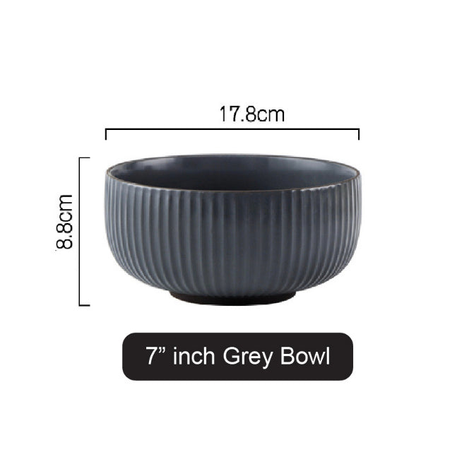 (READY STOCK)Nordic Ceramic Dish Set Household Bowl / Plate / Spoon Vertical Stripe Tableware