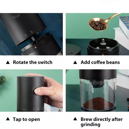 (Ready Stock)Coffee Portable Electric Coffee Grinder Automatic Type C USB Rechargeable Ceramic Burr Grind