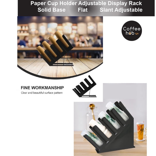 (Ready Stock)Coffee Shop Paper Cup Holder Adjustable Display Rack Disposable Cup Organizer 4 Compartment