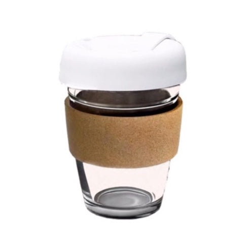 (Ready Stock)Espress Coffee Take Away Reusable Mug Cup Glass with Cork Band 12oz |340ml