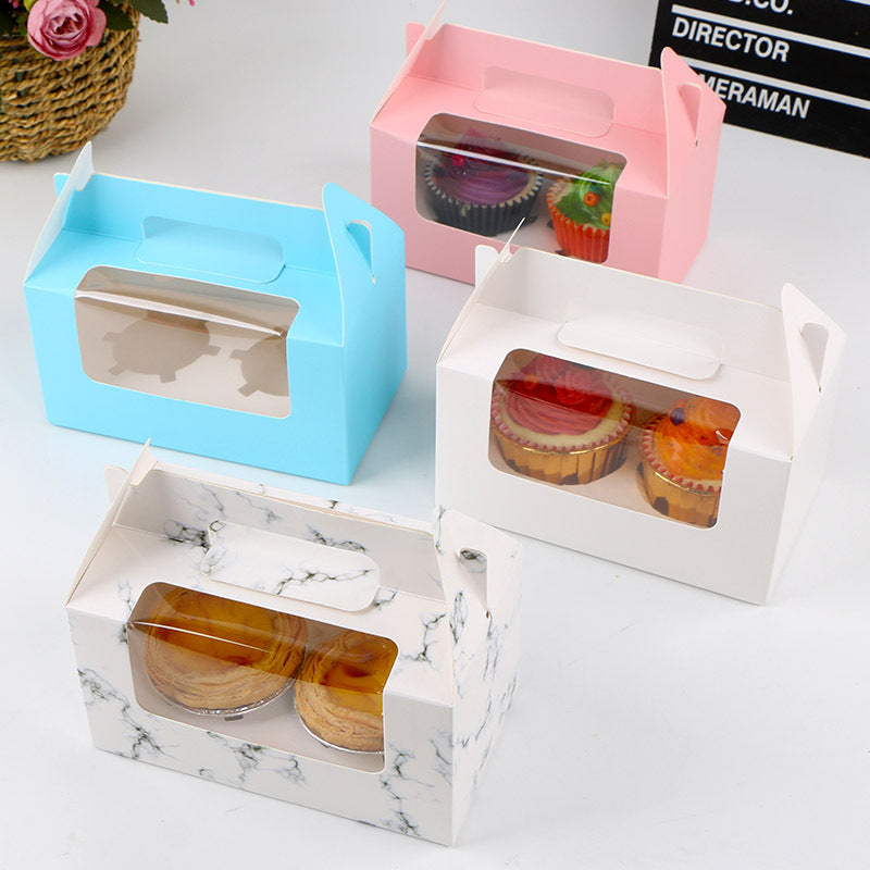 (READY STOCK)Dessert Cup Cake Muffin Pastry Swiss Roll Baking Packaging Paper Box Thick Paper 2/4/6 Holes 10pcs