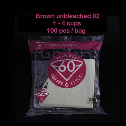 (Ready Stock)Genuine Hario Japan V60 Filter Paper Brown Unbleached White 01 02 | 40 Pcs 100 pcs