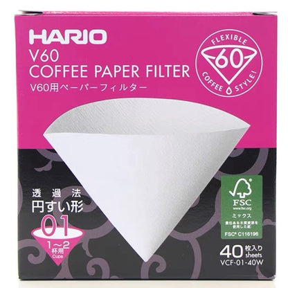 (Ready Stock)Genuine Hario Japan V60 Filter Paper Brown Unbleached White 01 02 | 40 Pcs 100 pcs