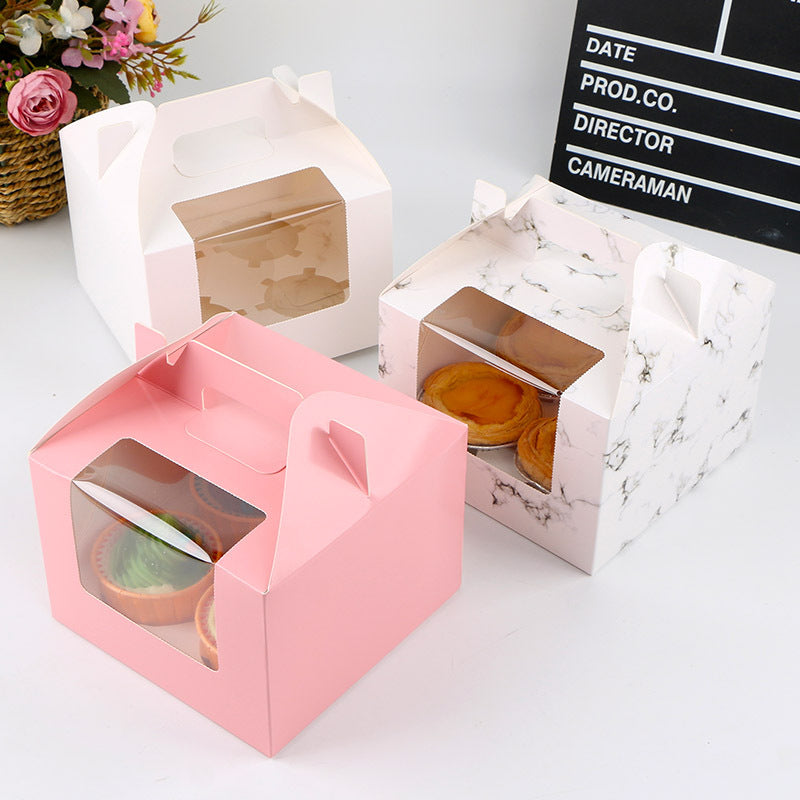 (READY STOCK)Dessert Cup Cake Muffin Pastry Swiss Roll Baking Packaging Paper Box Thick Paper 2/4/6 Holes 10pcs