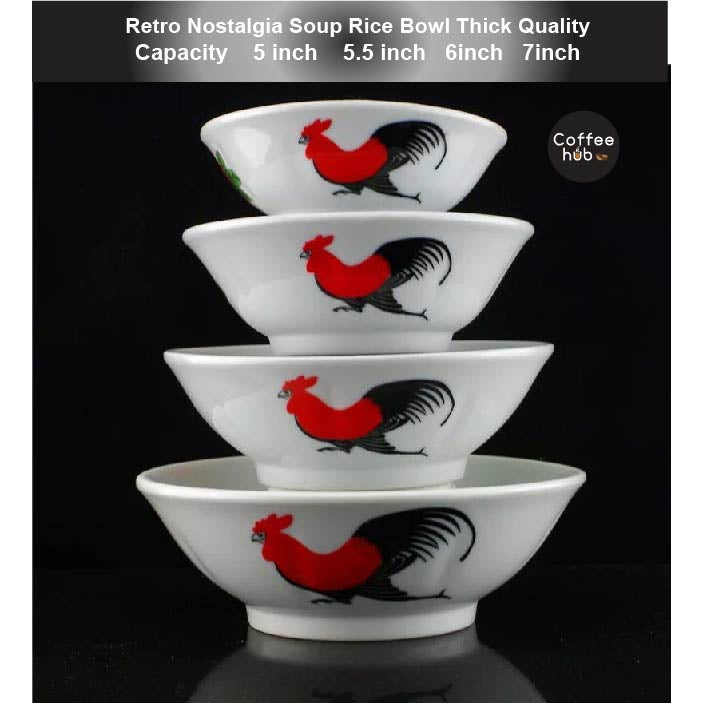 (Ready Stock)Chicken Rooster Bowl Retro Nostalgic Thickened Ceramic Soup Noodle Film Props Various Sizes