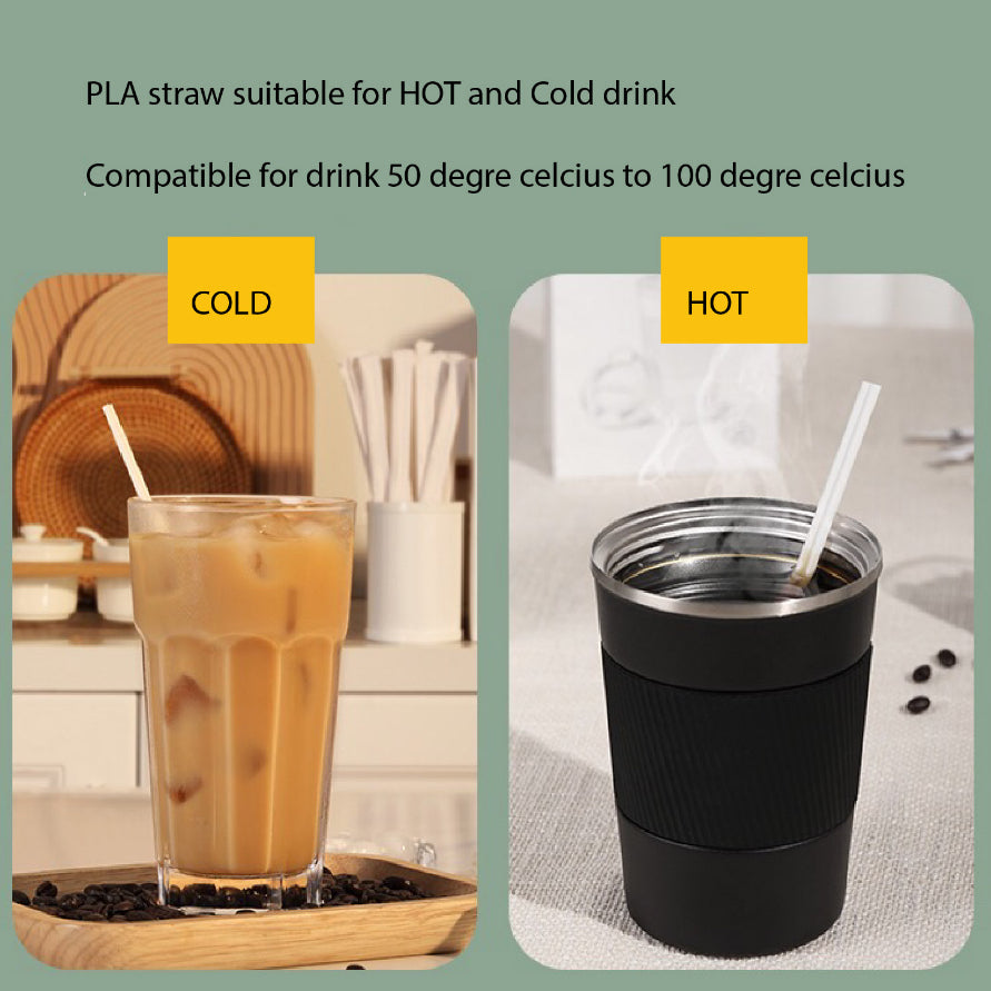 (READY STOCK)Coffee Boba Milk Tea Paper /PLA  Straw Café Supplies 19 23cm Length ±100pcs/bag 0.6cm 1.2cm(Paper Wrapped)