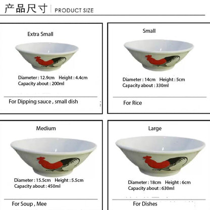 (Ready Stock)Chicken Rooster Bowl Retro Nostalgic Thickened Ceramic Soup Noodle Film Props Various Sizes