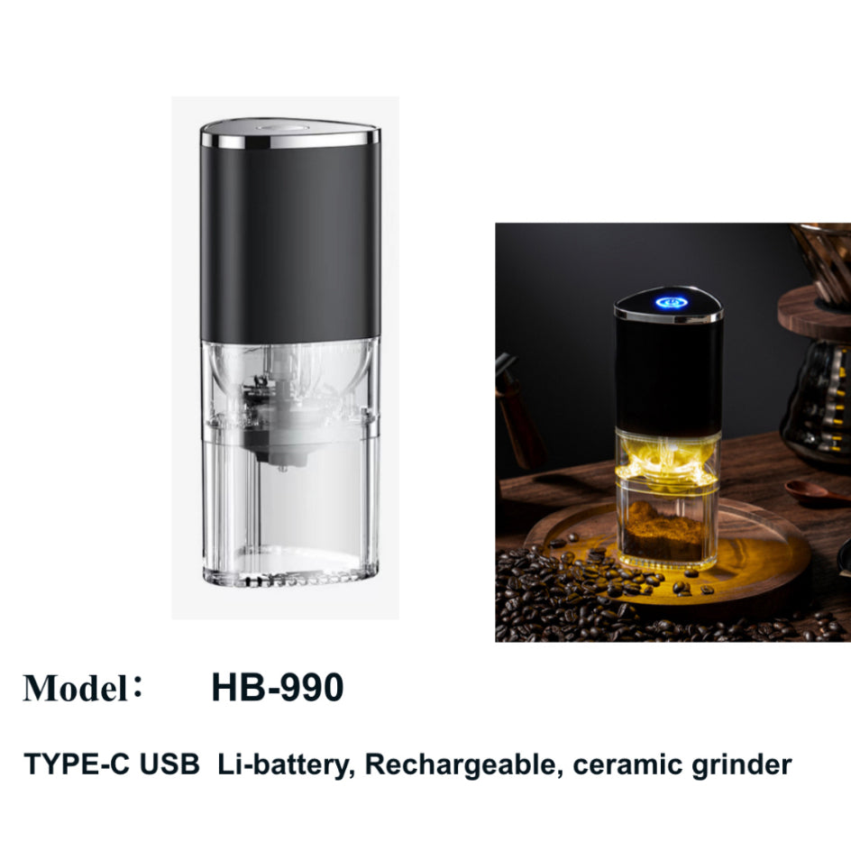 (Ready Stock)Coffee Portable Electric Coffee Grinder Automatic Type C USB Rechargeable Ceramic Burr Grind