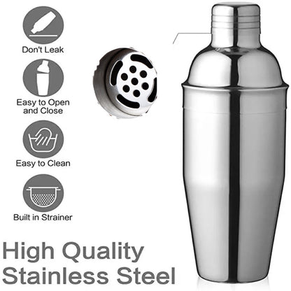 (Ready Stock)Cocktail Shaker Mixer Pourer Bar Tools Stainless Steel Glass With Scale 400ml 550ml 750ml