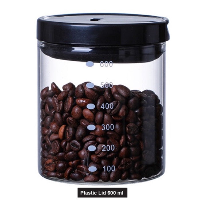 (READY STOCK)Coffee Bean Kitchen Food Seasoning Storage Tank Jar Sealed Tight Glass Canister With Bamboo and Plastic Lid