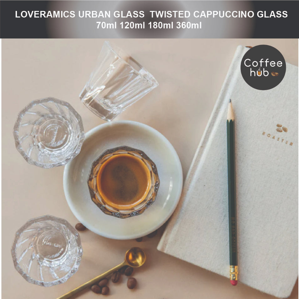 (Ready Stock) LOVERAMICS URBAN GLASS 70ml 120ml 180ml 360ml TWISTED CAPPUCCINO GLASS