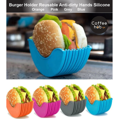 (READY STOCK)Burger Holder Reusable Anti-dirty Hands Silicone Various Col