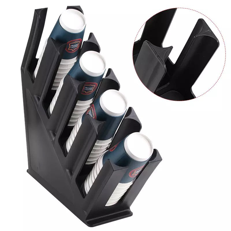 (Ready Stock)Coffee Shop Paper Cup Holder Adjustable Display Rack Disposable Cup Organizer 4 Compartment