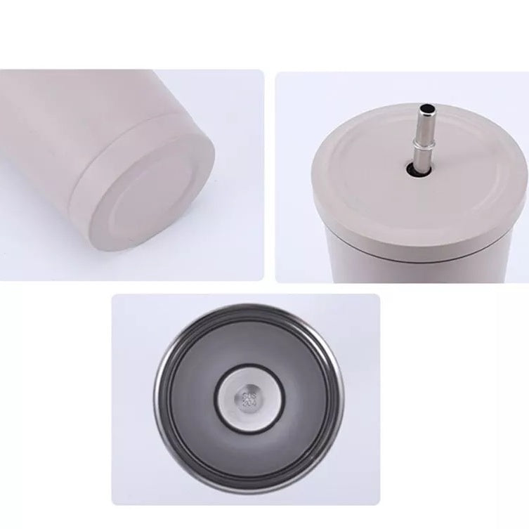 (Ready Stock)Coffee Mug Drink Travel Portable Flask Insulated Stainless Steel 500ml Tumbler With Straw