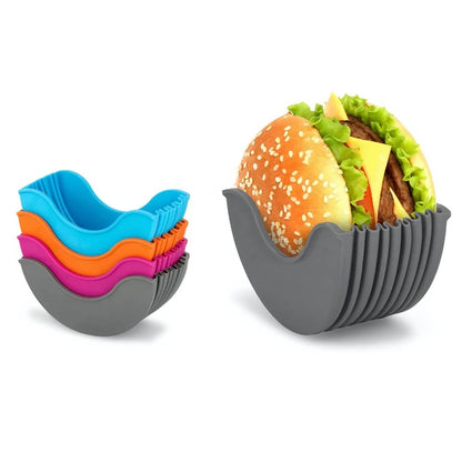 (READY STOCK)Burger Holder Reusable Anti-dirty Hands Silicone Various Col