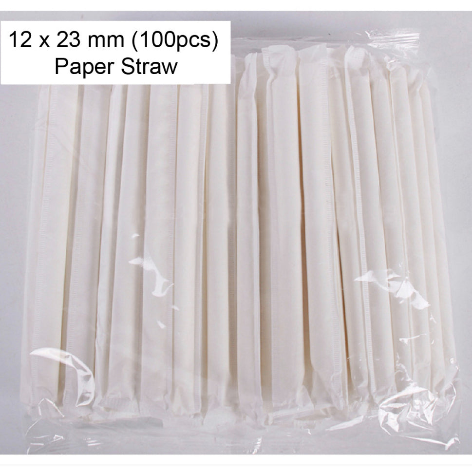 (READY STOCK)Coffee Boba Milk Tea Paper /PLA  Straw Café Supplies 19 23cm Length ±100pcs/bag 0.6cm 1.2cm(Paper Wrapped)