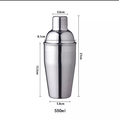 (Ready Stock)Cocktail Shaker Mixer Pourer Bar Tools Stainless Steel Glass With Scale 400ml 550ml 750ml