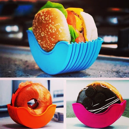 (READY STOCK)Burger Holder Reusable Anti-dirty Hands Silicone Various Col