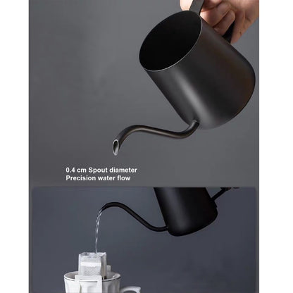 (Ready Stock)Coffee Hand Drip Gooseneck Narrow Spout Kettle Teflon Black Stainless Steel Capacity 350ml 600ml 1000ml