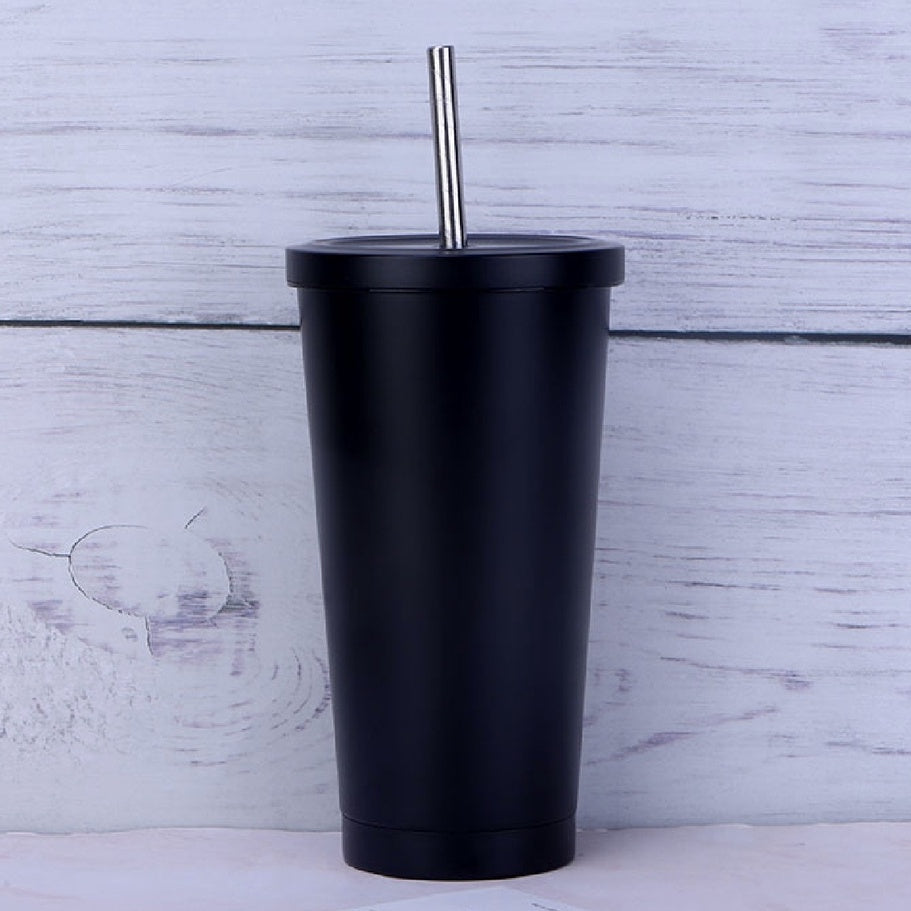 (Ready Stock)Coffee Mug Drink Travel Portable Flask Insulated Stainless Steel 500ml Tumbler With Straw