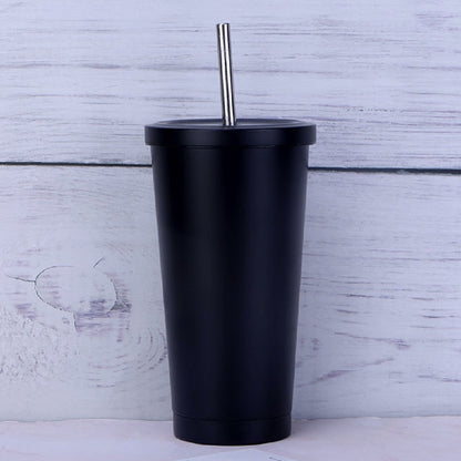 (Ready Stock)Coffee Mug Drink Travel Portable Flask Insulated Stainless Steel 500ml Tumbler With Straw