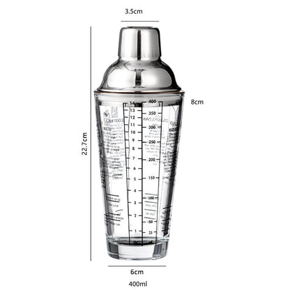 (Ready Stock)Cocktail Shaker Mixer Pourer Bar Tools Stainless Steel Glass With Scale 400ml 550ml 750ml