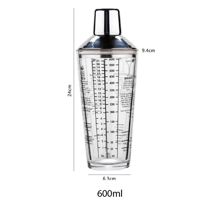 (Ready Stock)Cocktail Shaker Mixer Pourer Bar Tools Stainless Steel Glass With Scale 400ml 550ml 750ml