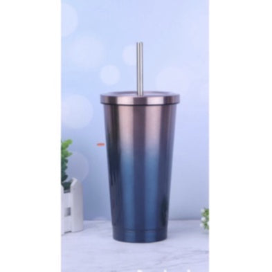 (Ready Stock)Coffee Mug Drink Travel Portable Flask Insulated Stainless Steel 500ml Tumbler With Straw