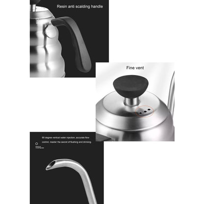 (Ready Stock)Coffee Hand Drip Gooseneck Narrow Spout Kettle Teflon Black Stainless Steel Capacity 350ml 600ml 1000ml