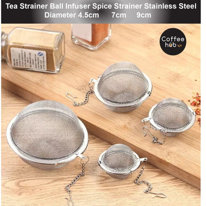 (Ready Stock)Tea Filter Infuser Ball Sphere Locking Spice Bail Strainer Mesh Infuser Ball Stainless Steel