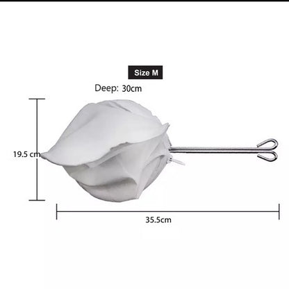 (Ready Stock)Coffee Mesh Filter Bag Reusable Strainer Soybean Coffee Tea With Stainless Steel Handle (27cm 30cm Depth))