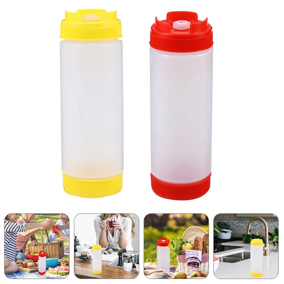 (READY STOCK)Plastic Condiment Bottles Squeeze Kitchen Leak Proof Seasoning Tomato Ketchup Squeeze Bottle Dispenser