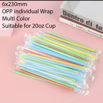 (READY STOCK)Coffee Boba Milk Tea PP Straw Café Supplies 21cm Length ±100pcs/bag 0.6cm 1.1cm(OPP Wrapped)