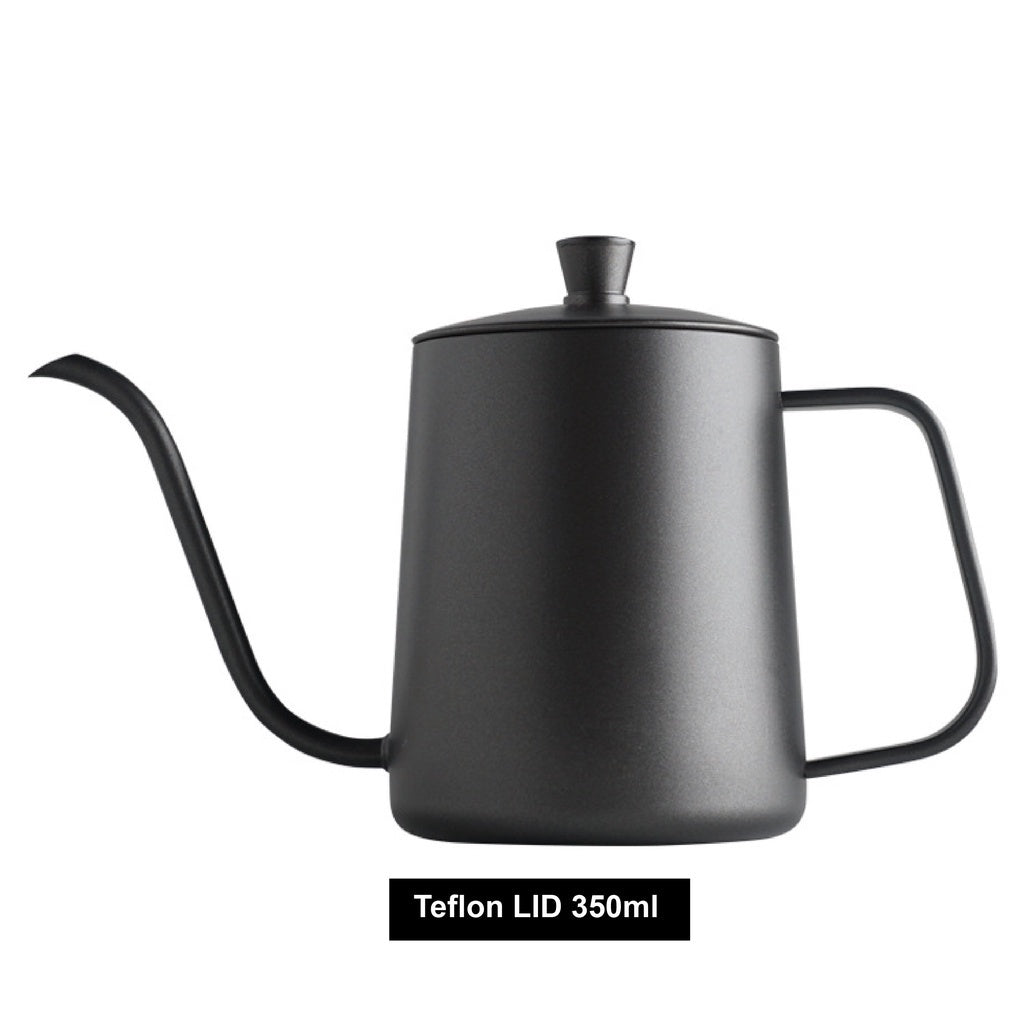 (Ready Stock)Coffee Hand Drip Gooseneck Narrow Spout Kettle Teflon Black Stainless Steel Capacity 350ml 600ml 1000ml