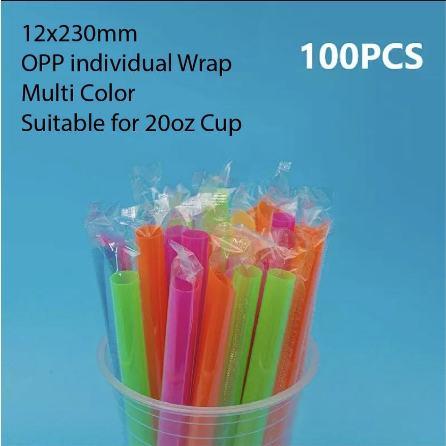 (READY STOCK)Coffee Boba Milk Tea PP Straw Café Supplies 21cm Length ±100pcs/bag 0.6cm 1.1cm(OPP Wrapped)