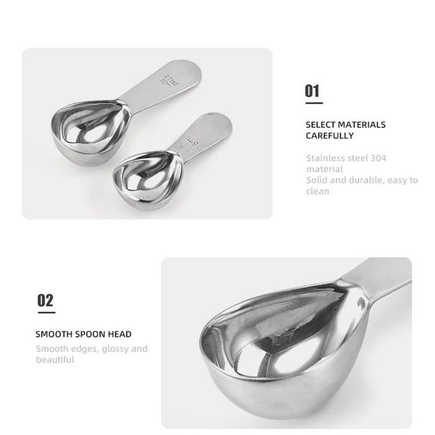 (Ready Stock)Espresso Coffee Sugar Powder Stainless Steel Kitchen Measuring Spoon Scoop With Scale 15ml 30ml