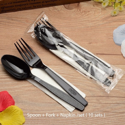 (READY STOCK)Disposable Take Away Bungkus Rice Food Plastic Spoon Fork Knife