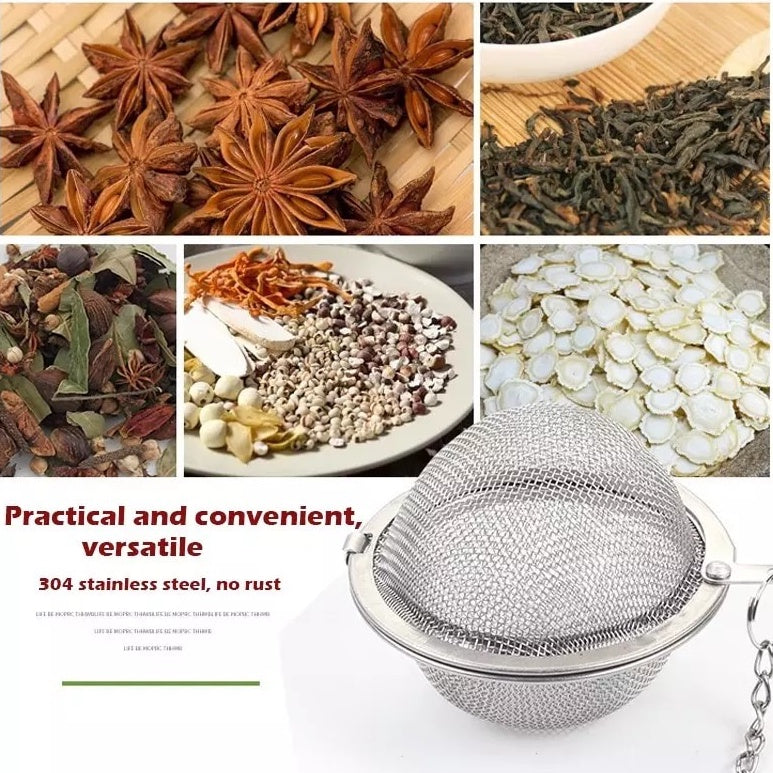 (Ready Stock)Tea Filter Infuser Ball Sphere Locking Spice Bail Strainer Mesh Infuser Ball Stainless Steel