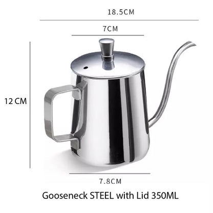 (Ready Stock)Coffee Hand Drip Gooseneck Narrow Spout Kettle Teflon Black Stainless Steel Capacity 350ml 600ml 1000ml