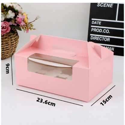 (READY STOCK)Dessert Cup Cake Muffin Pastry Swiss Roll Baking Packaging Paper Box Thick Paper 2/4/6 Holes 10pcs