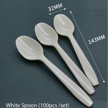 (READY STOCK)Disposable Take Away Bungkus Rice Food Plastic Spoon Fork Knife